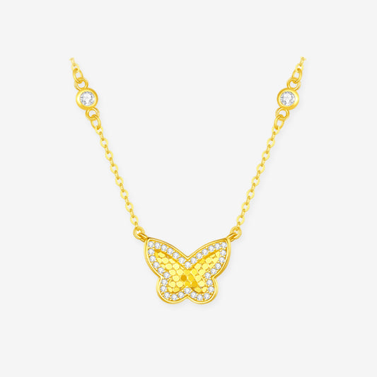S925 Silver Zircon Autumn Butterfly Necklace