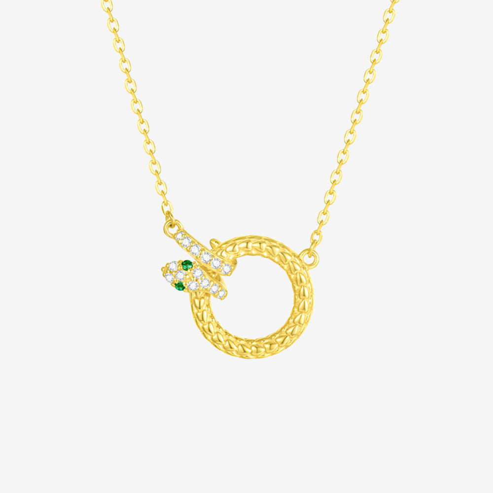 S925 Silver Zircon Snake Round Necklace