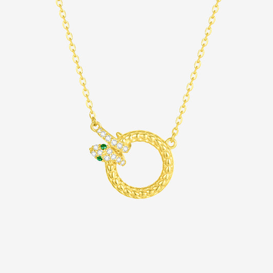 S925 Silver Zircon Snake Round Necklace