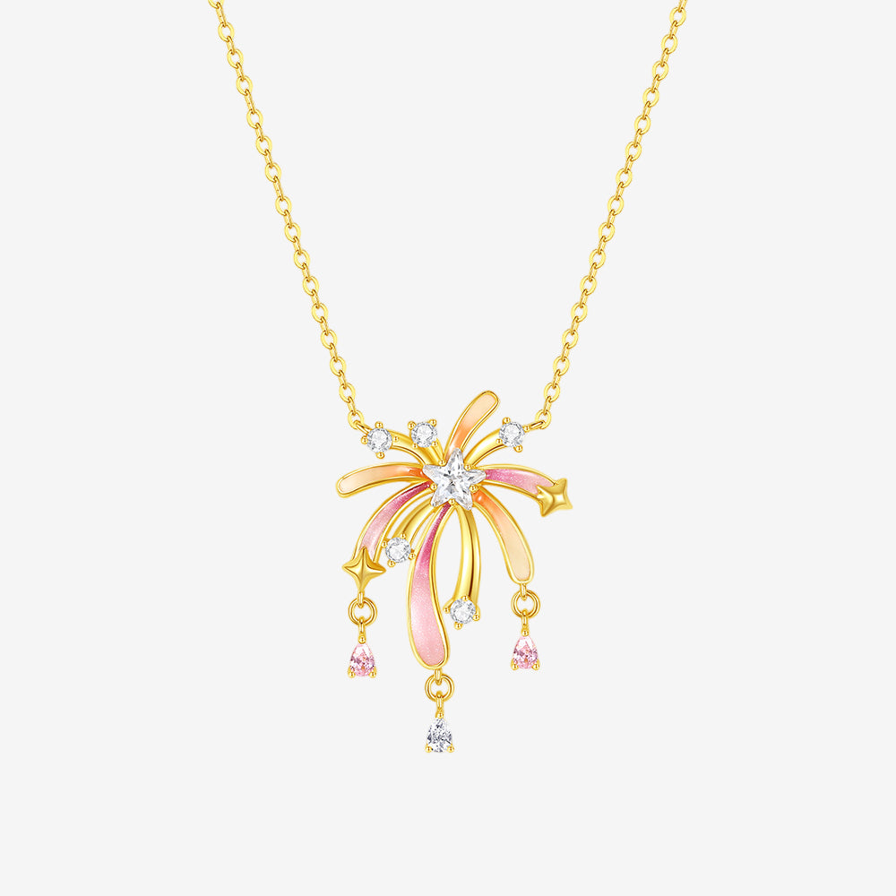 24K Gold Luminous Enamel Romantic Fireworks Pendant
