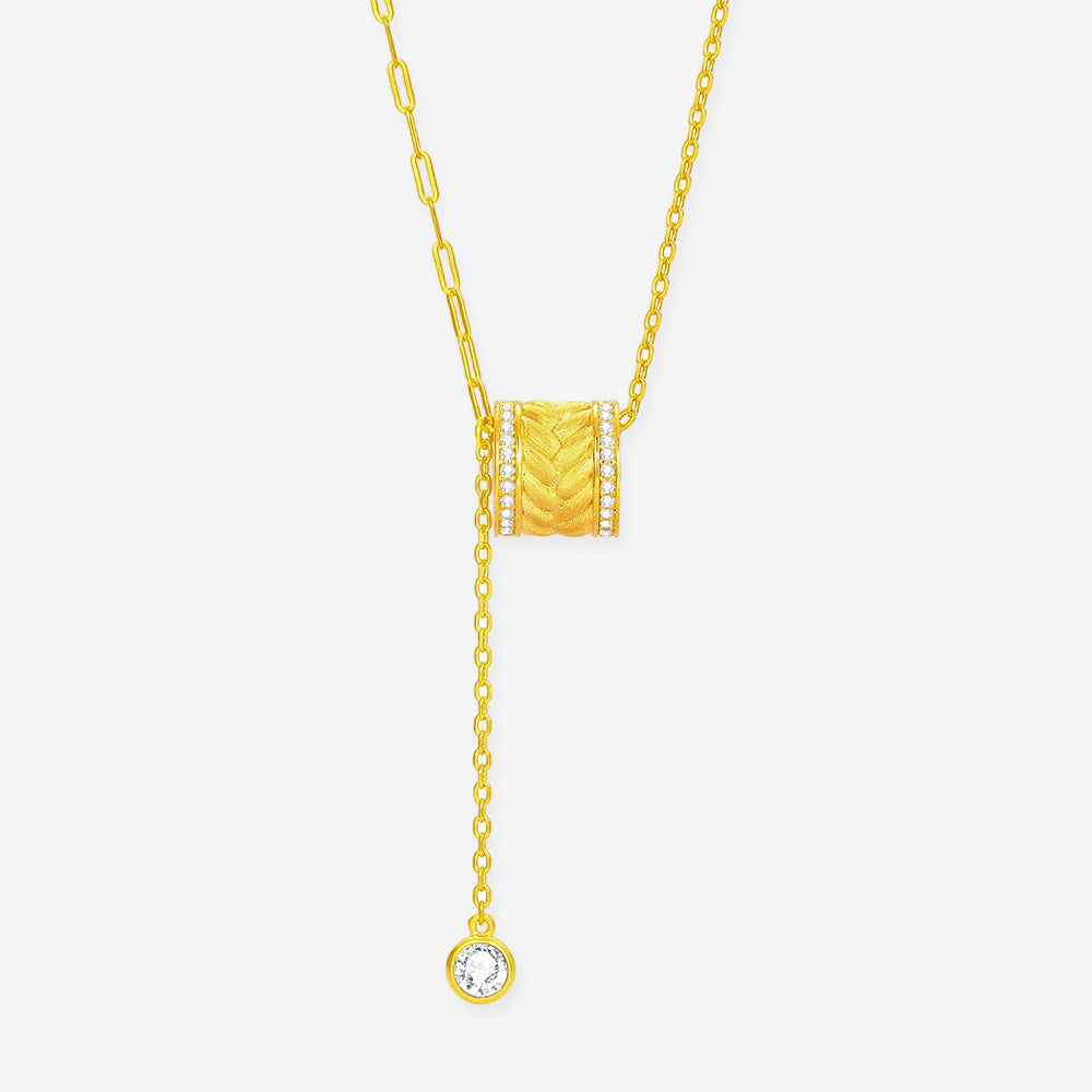 S925 Silver Glowing Wheat Ear Barrel Necklace