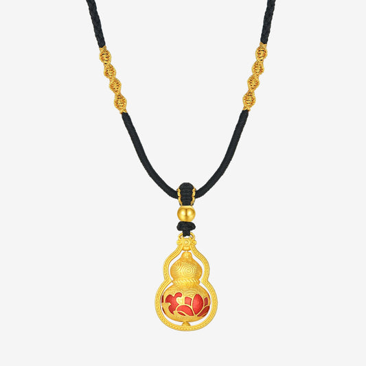 S925 Silver Cloud Pattern Lotus Calabash Gourd Necklace