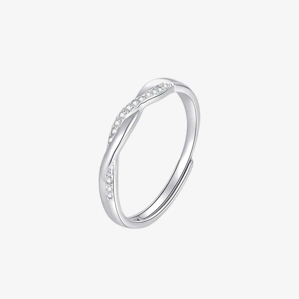 S925 Silver Zirconia Love Connecting Couple Rings