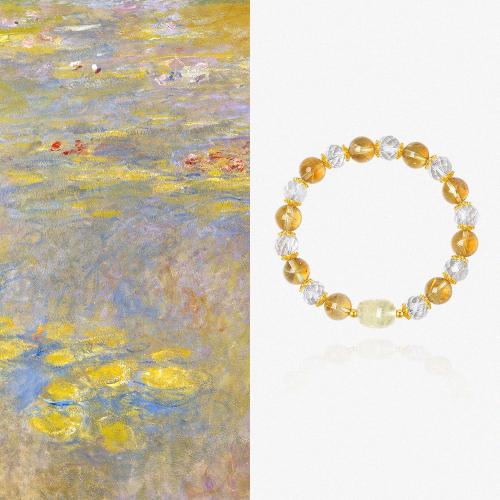 S925 Silver Natural Yellow Citrine Clear Crystal Pixiu Beaded Bracelet