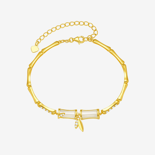 S925 Silver Hetian Jade Lucky Bamboo Bracelet