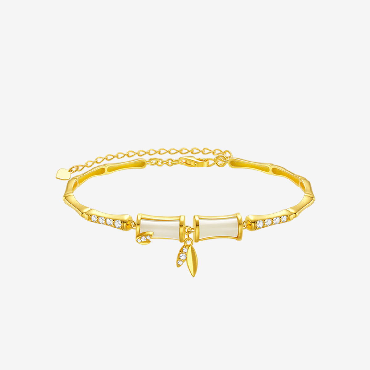 S925 Silver Hetian Jade Lucky Bamboo Bracelet