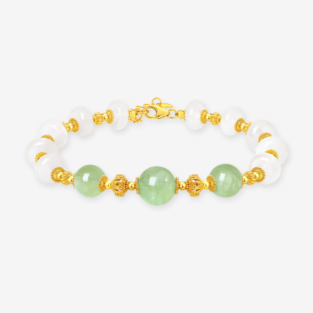 S925 Silver Energy Five Elements Natural Crystal Chalcedony Beaded Bracelet