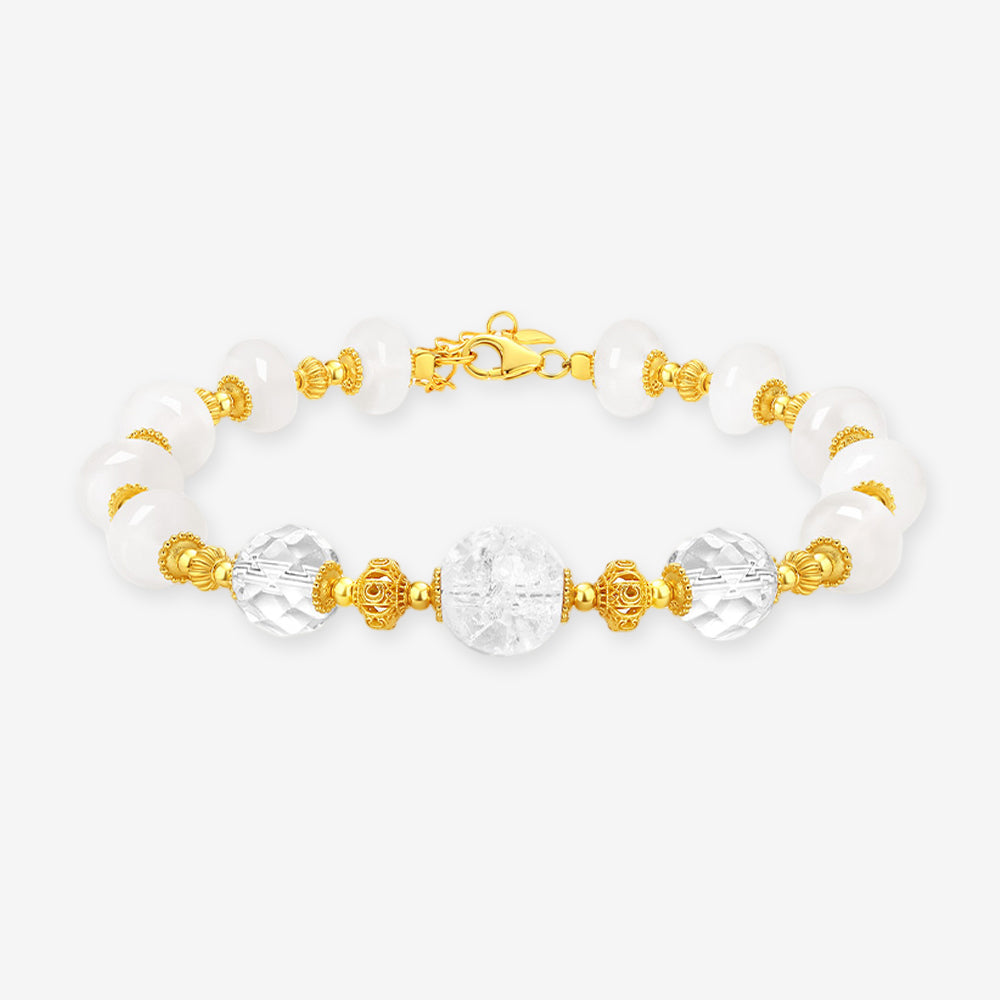 S925 Silver Energy Five Elements Natural Crystal Chalcedony Beaded Bracelet
