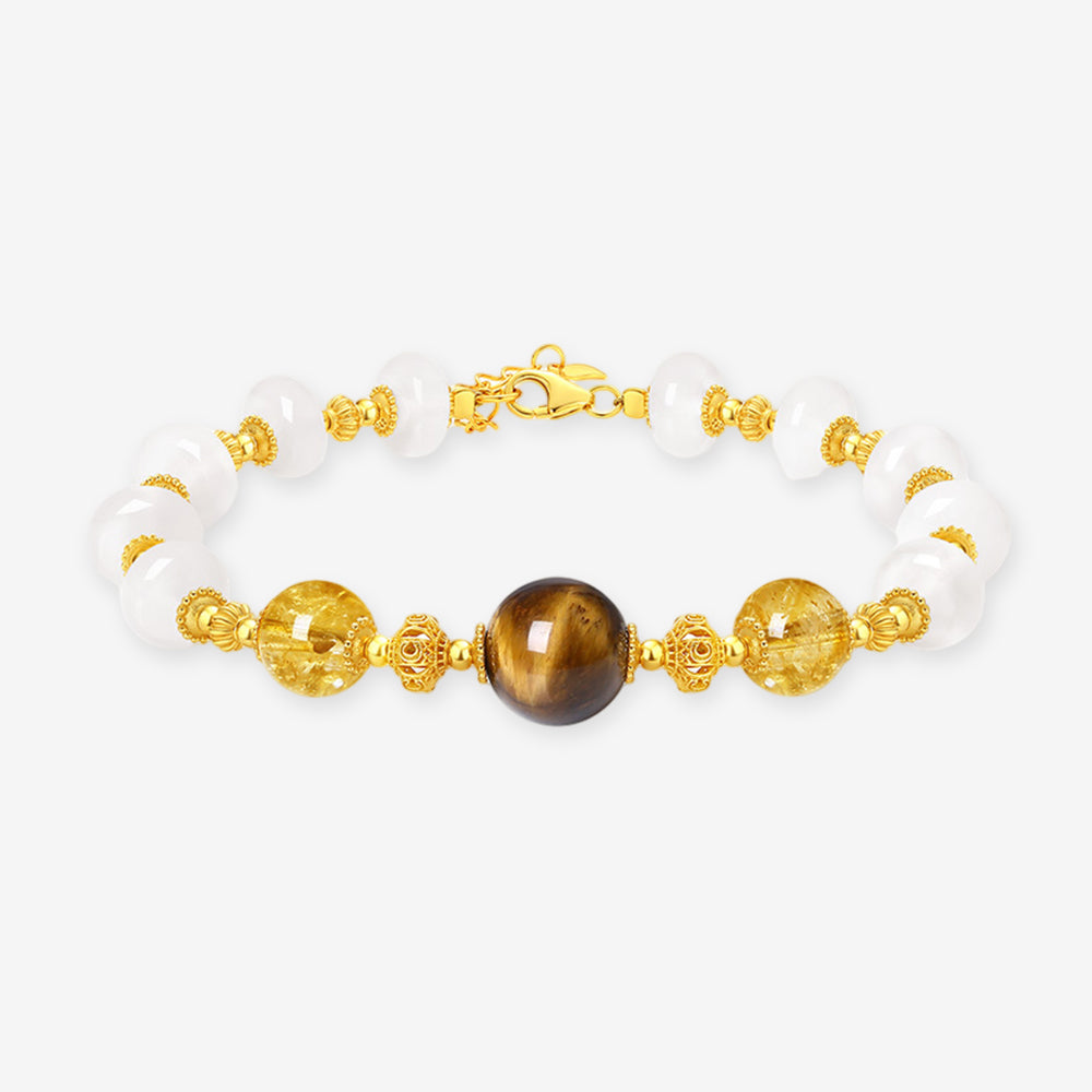 S925 Silver Energy Five Elements Natural Crystal Chalcedony Beaded Bracelet