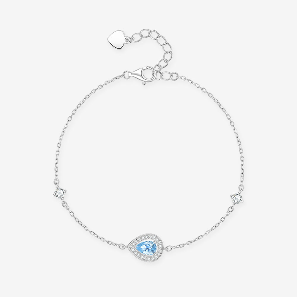 Silver Zircon Blue Moon Sea Necklace