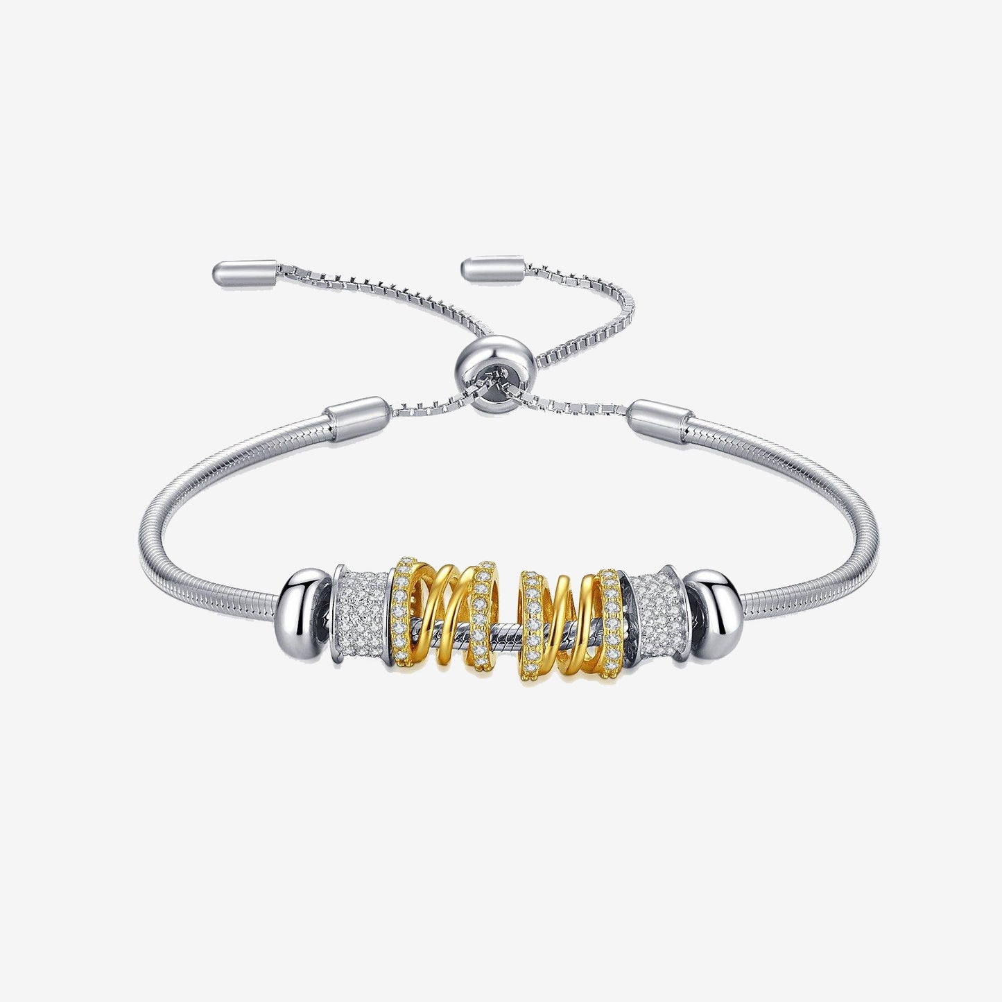 S925 Silver Eternity Snake Bone Bolo Bracelet