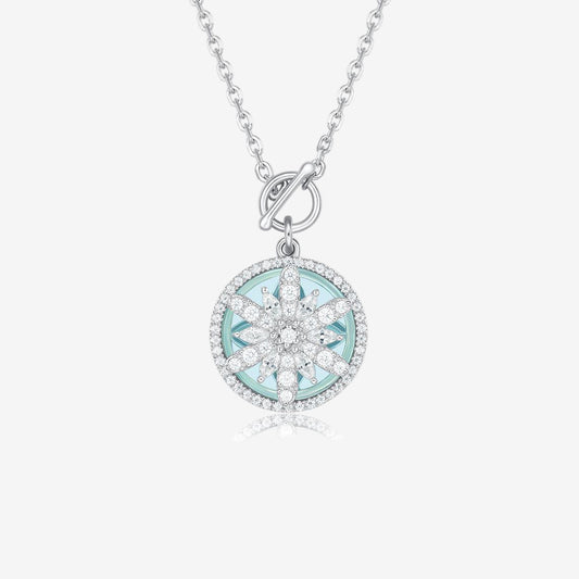 S925 Silver Zircon Rotatable Snowflake Necklace