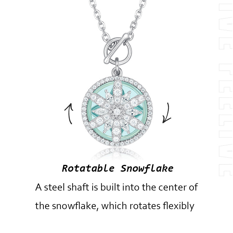 S925 Silver Zircon Rotatable Snowflake Necklace