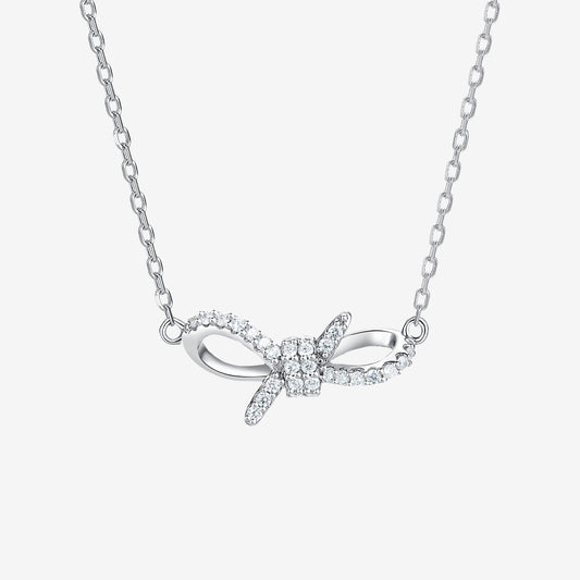 S925 Silver Bow Knot Necklace