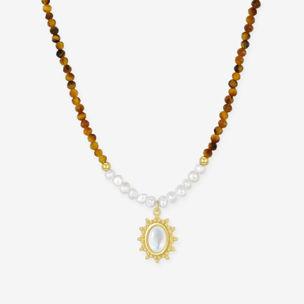 S925 Silver Pearl Sicily Holiday Vintage Necklace