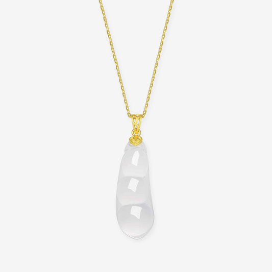 S925 Silver Chalcedony Fortune Bean Necklace