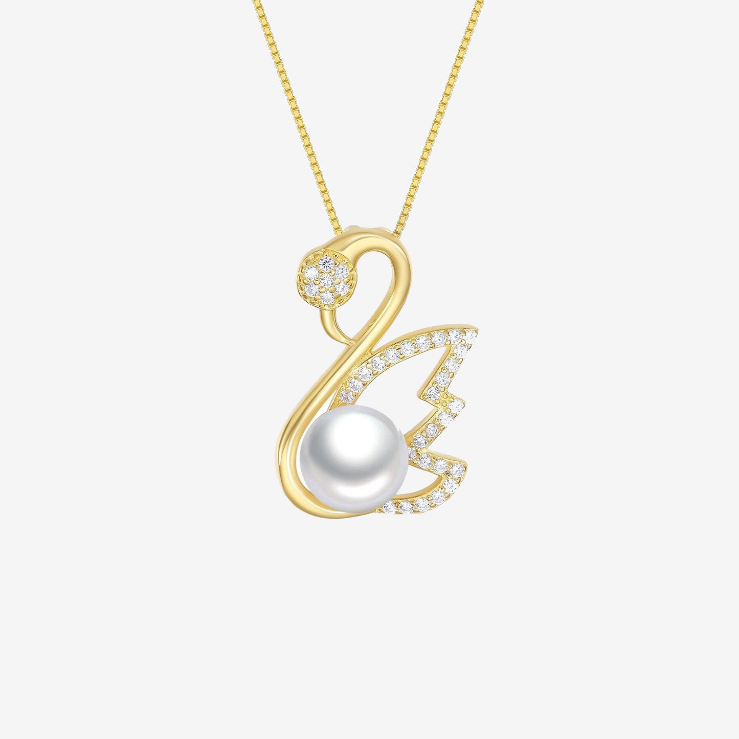 S925 Silver Pearl Zircon Golden Swan Set -