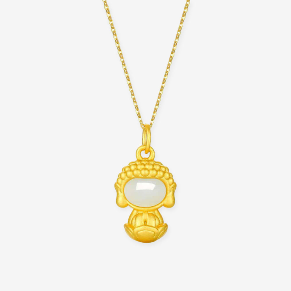 S925 Silver Chalcedony Buddha Necklace