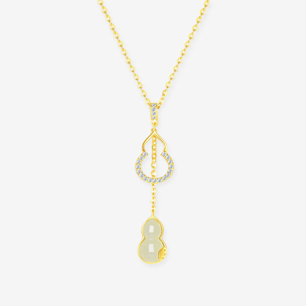 S925 Silver Hetian Jade Gourd Necklace