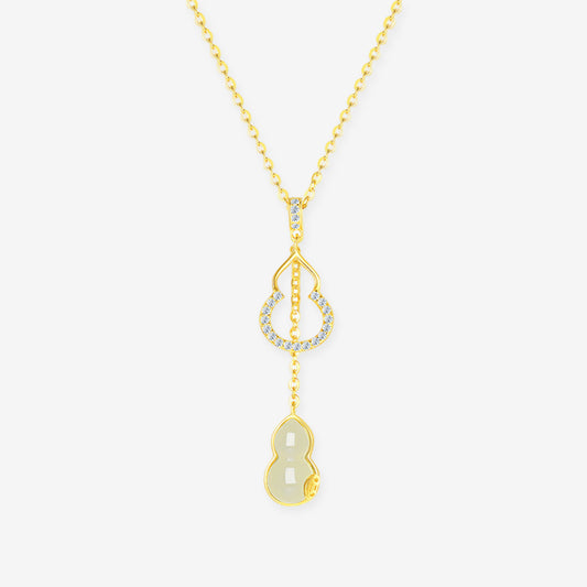 S925 Silver Hetian Jade Calabash Gourd Necklace