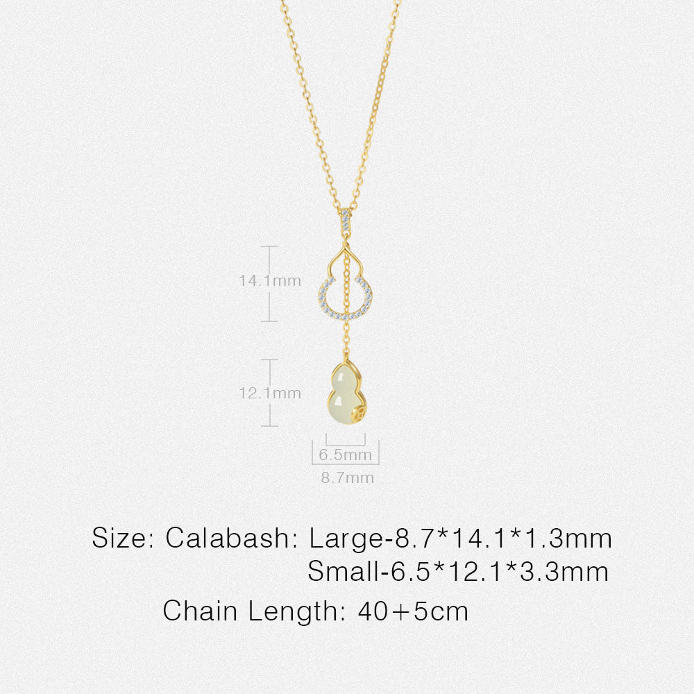 S925 Silver Hetian Jade Calabash Gourd Necklace