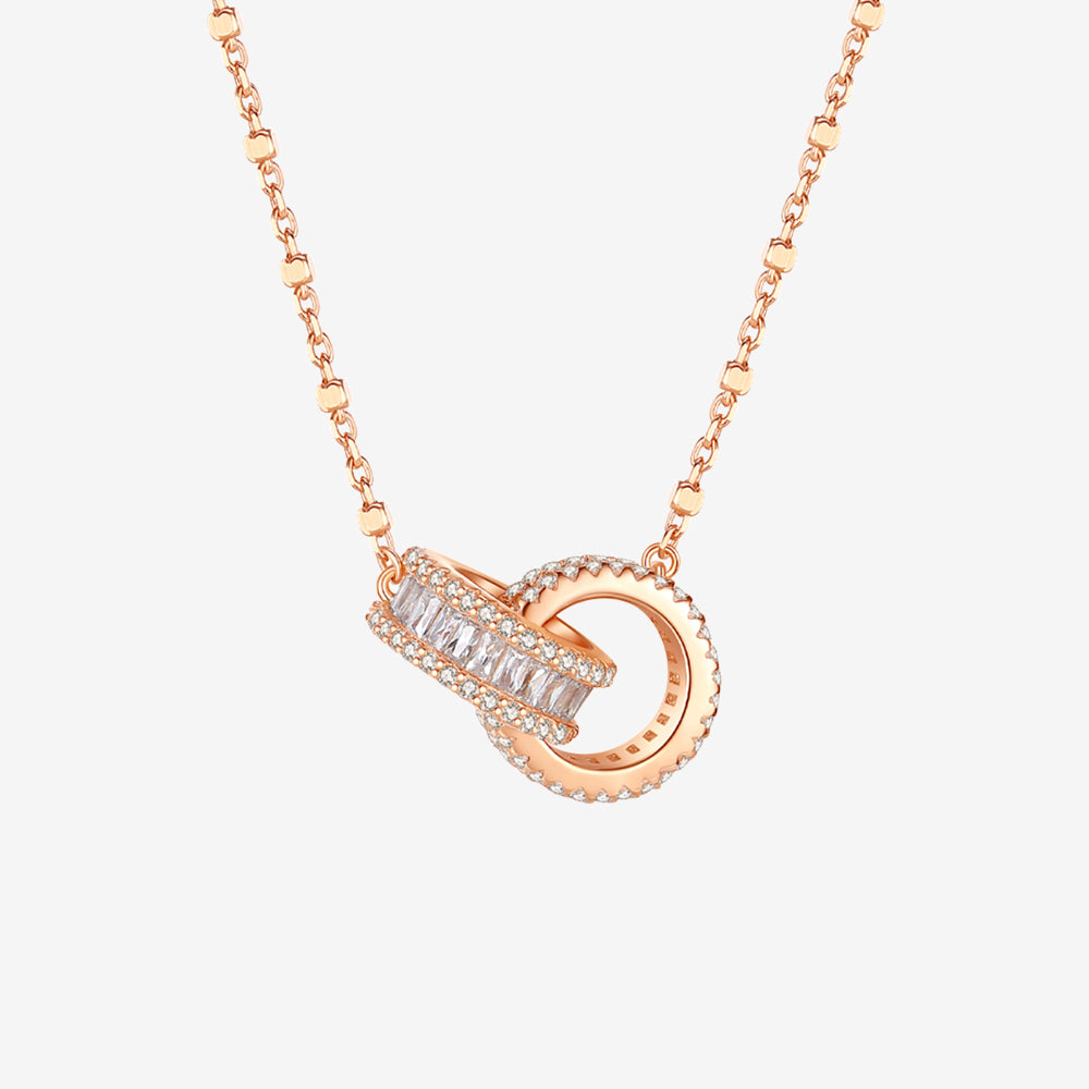 925 Silver Zircon Interlocking Shining Chain Necklace
