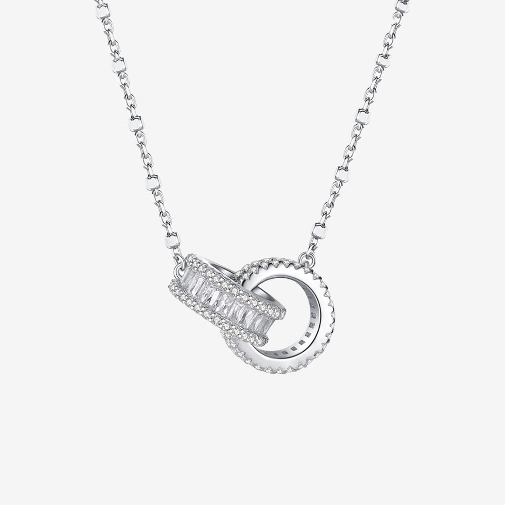925 Silver Zircon Interlocking Shining Chain Necklace