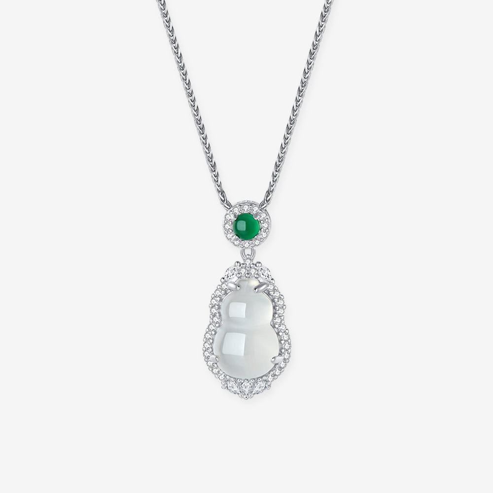 S925 Silver Zircon Chalcedony Ruyi Calabash Gourd Necklace