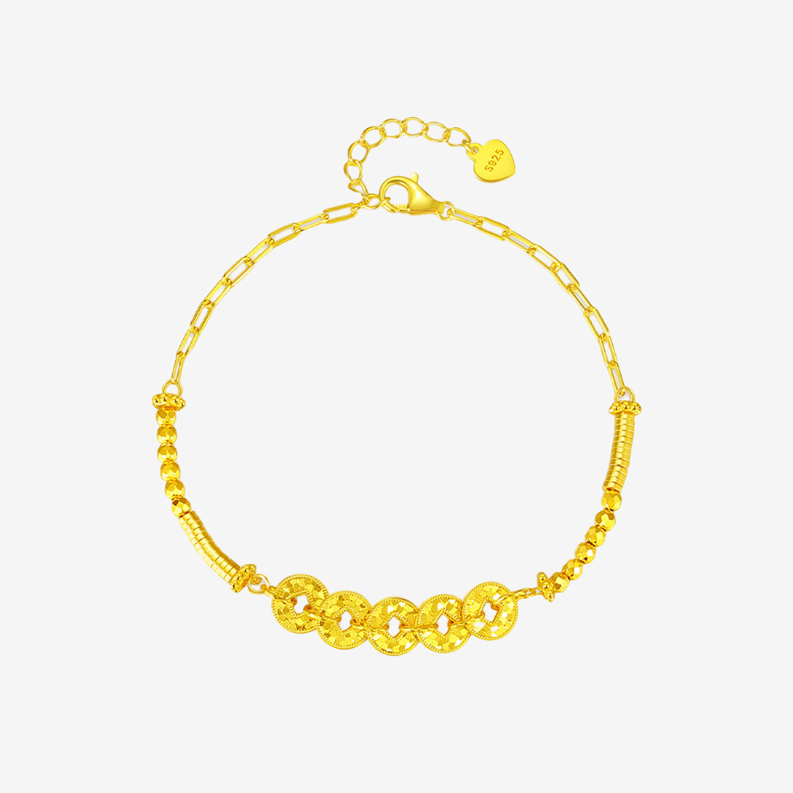 24K Gold Fortune Five Emperors Coins Bracelet