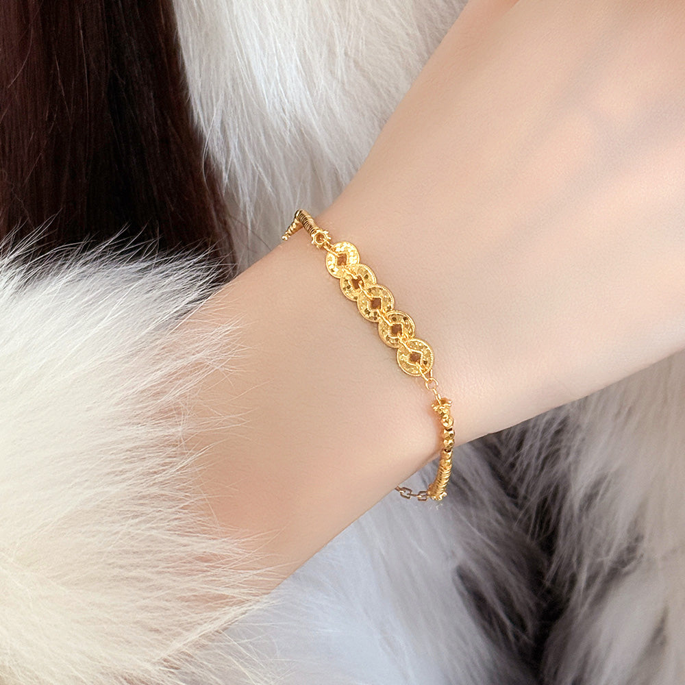 24K Gold Fortune Five Emperors Coins Bracelet