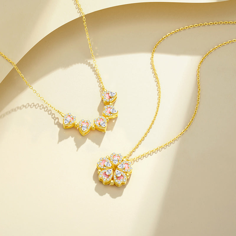 S925 Silver Transformable Peach Blossom Heart Necklace