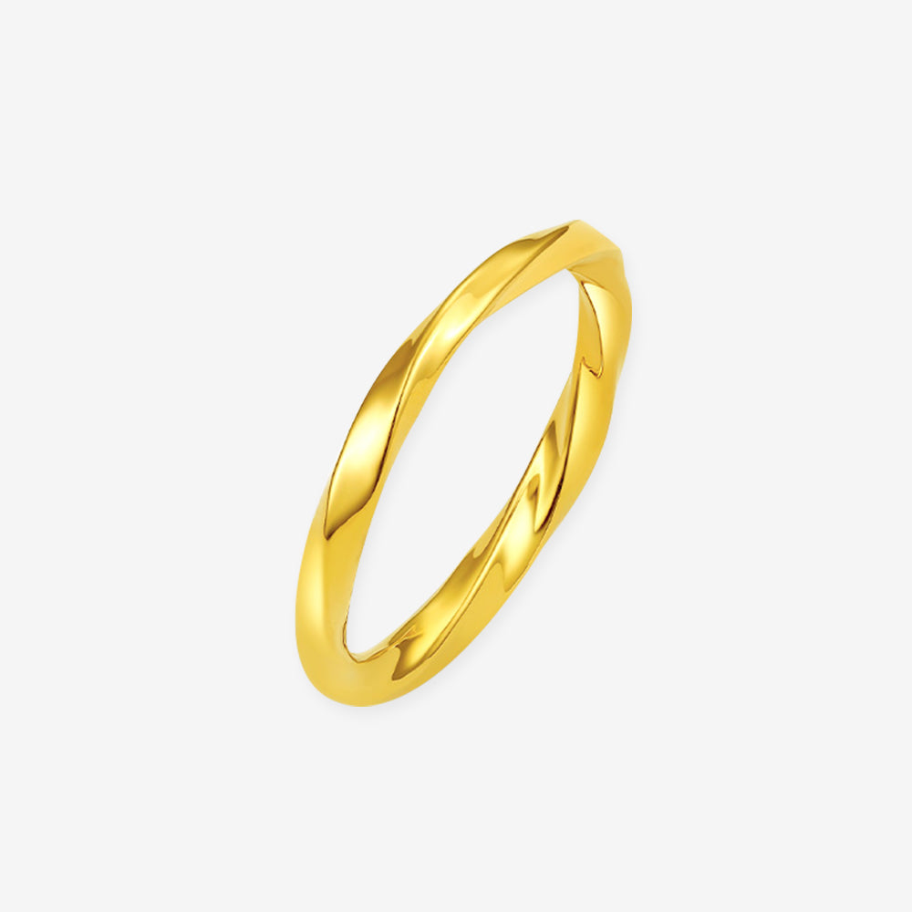 24K Gold Glossy Mobius Strip Ring