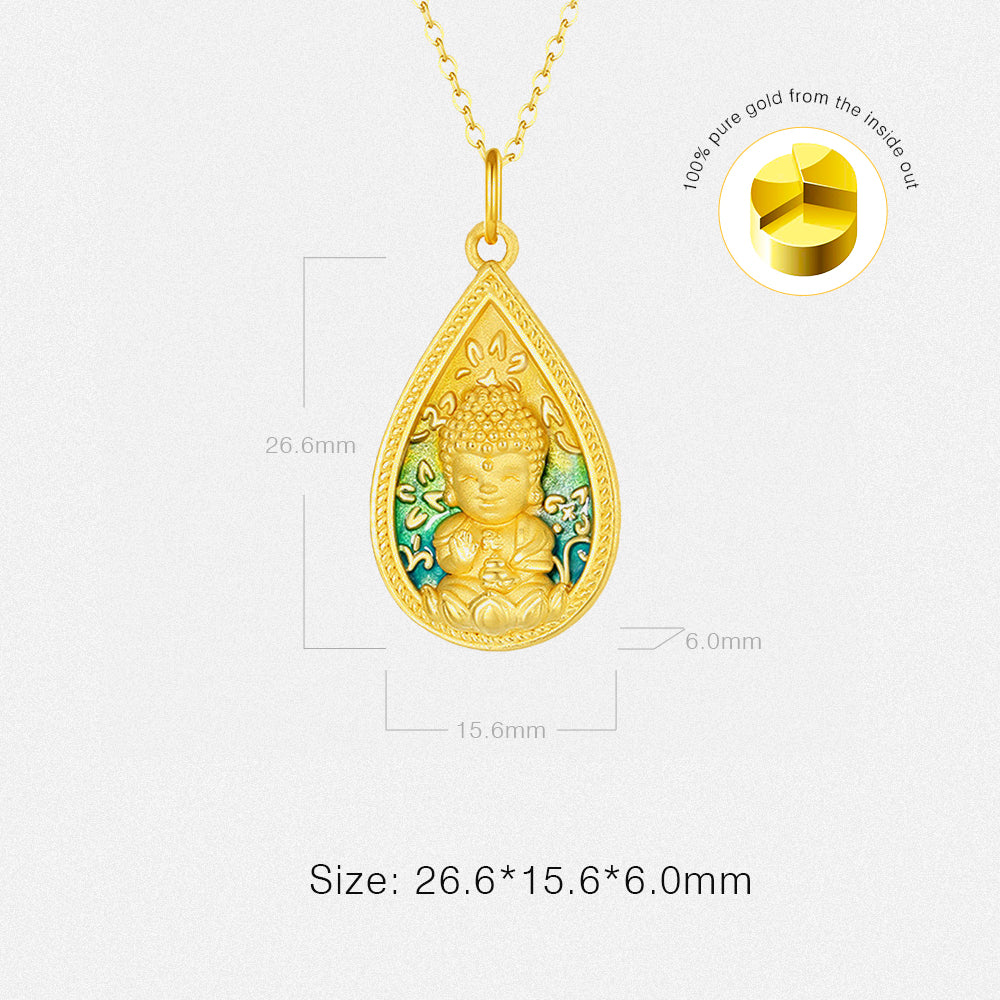 24K Gold Enamel Medicine Buddha Pendant