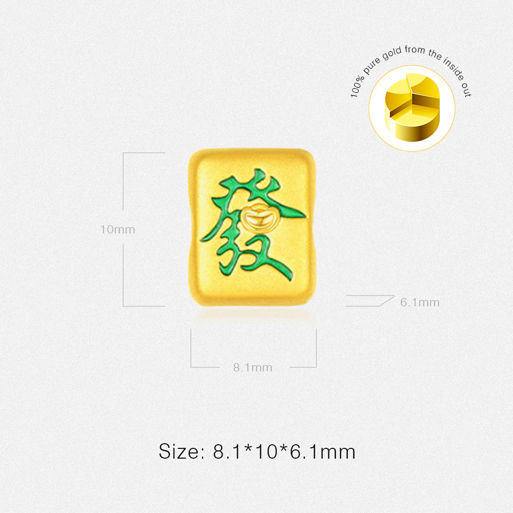 24K Gold Blessing Mahjong Majiang Charm