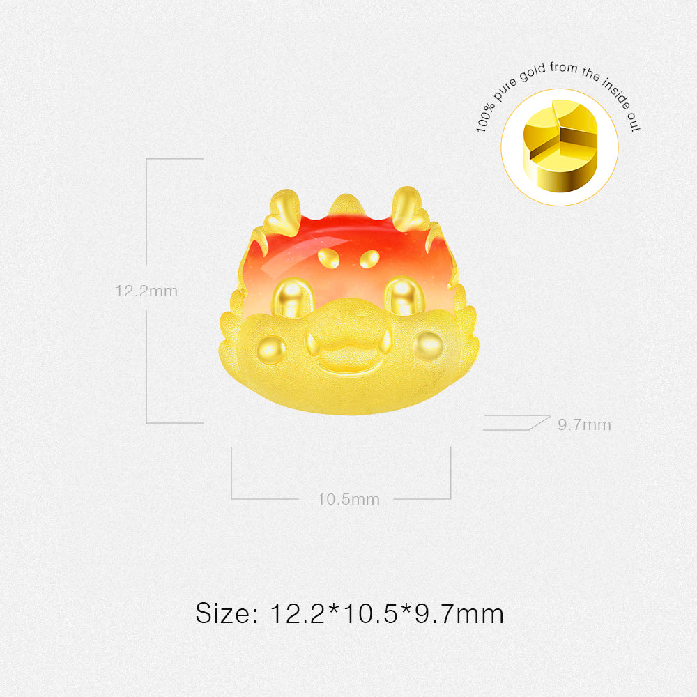 First · Chinese Zodiac Series 24K Gold Color Enamel Jelly Dragon Charm