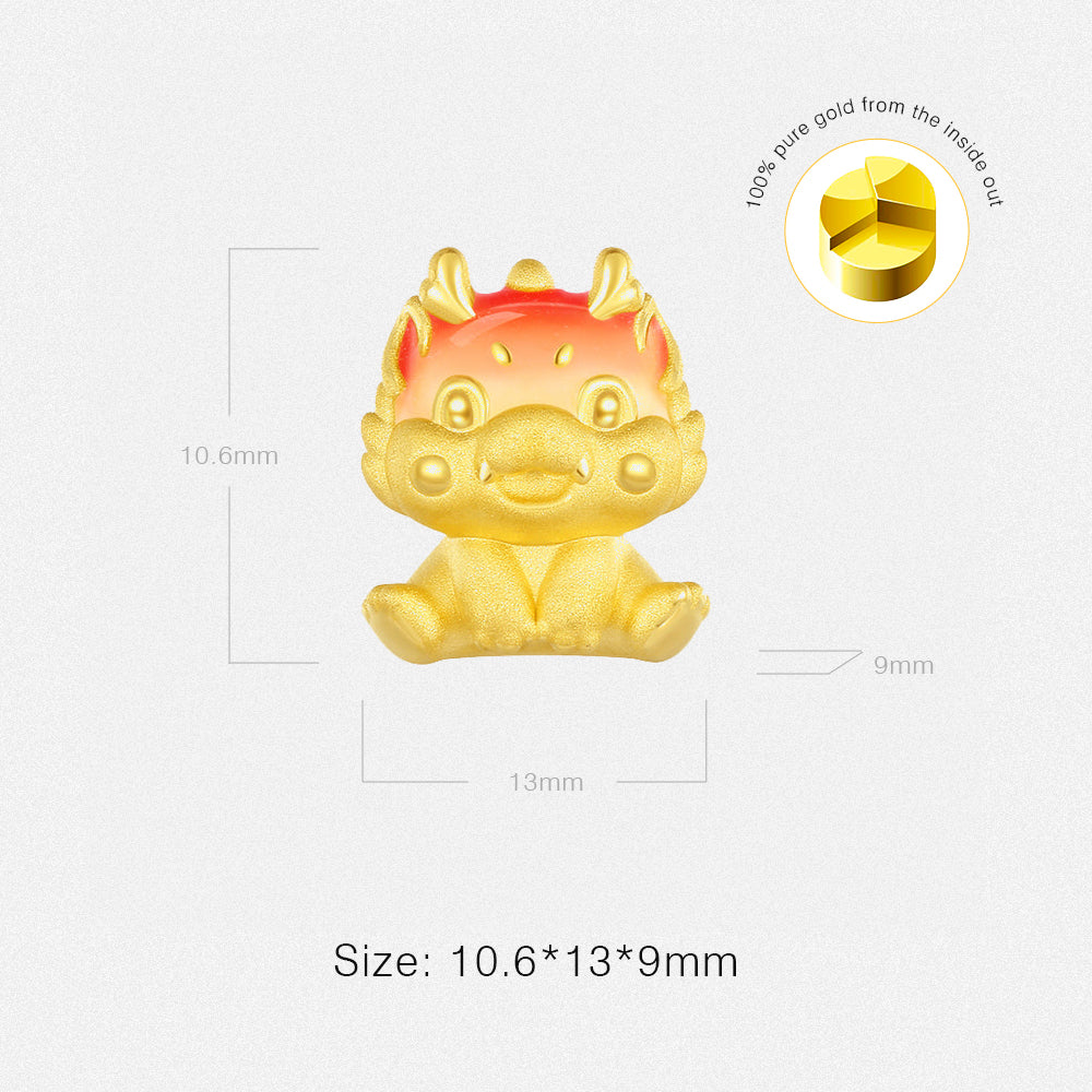 First · Chinese Zodiac Series 24K Gold Color Enamel Jelly Dragon Charm