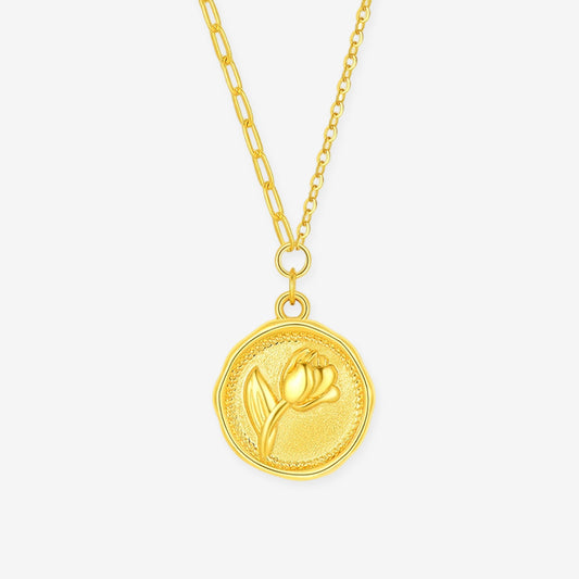 24K Gold Rose Paper Clip O-chain Necklace