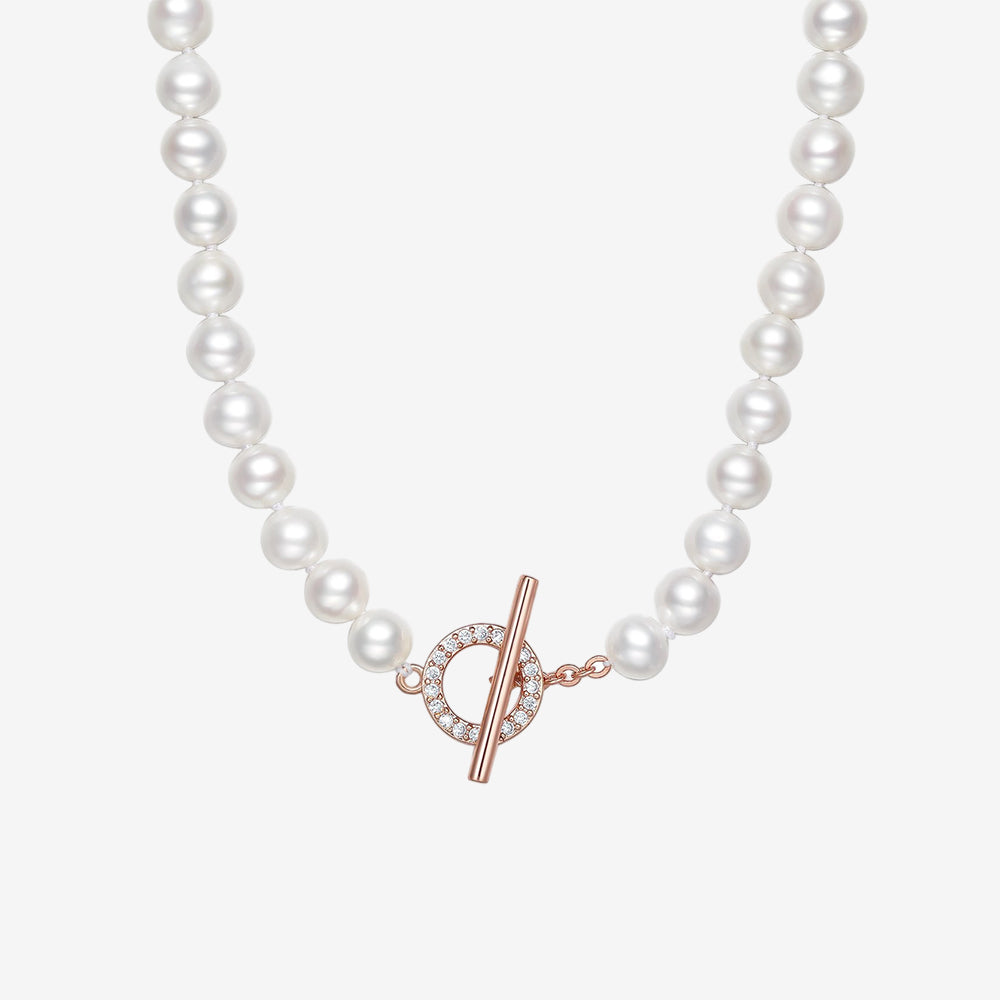 S925 Silver Pearl Eelegant OT Clasp Necklace