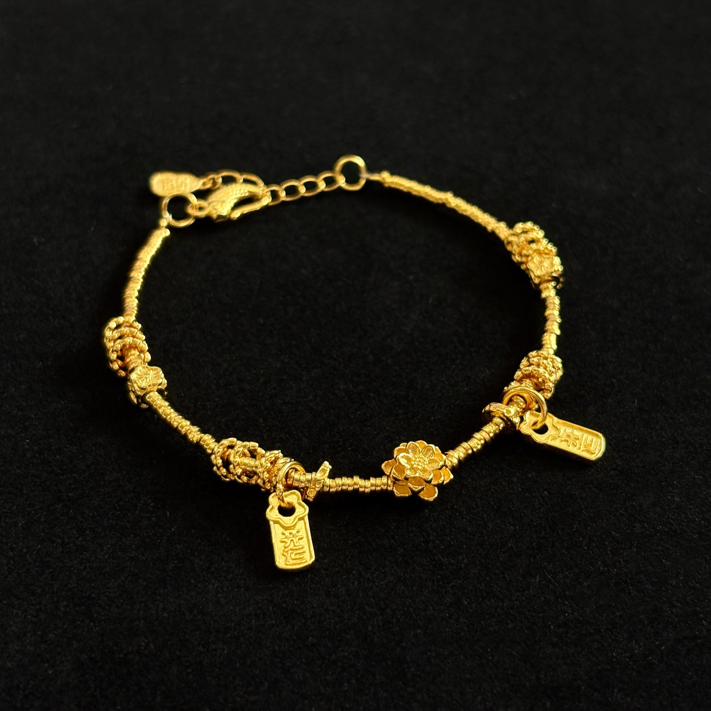 S925 Silver Good Luck Lotus Flower Bracelet