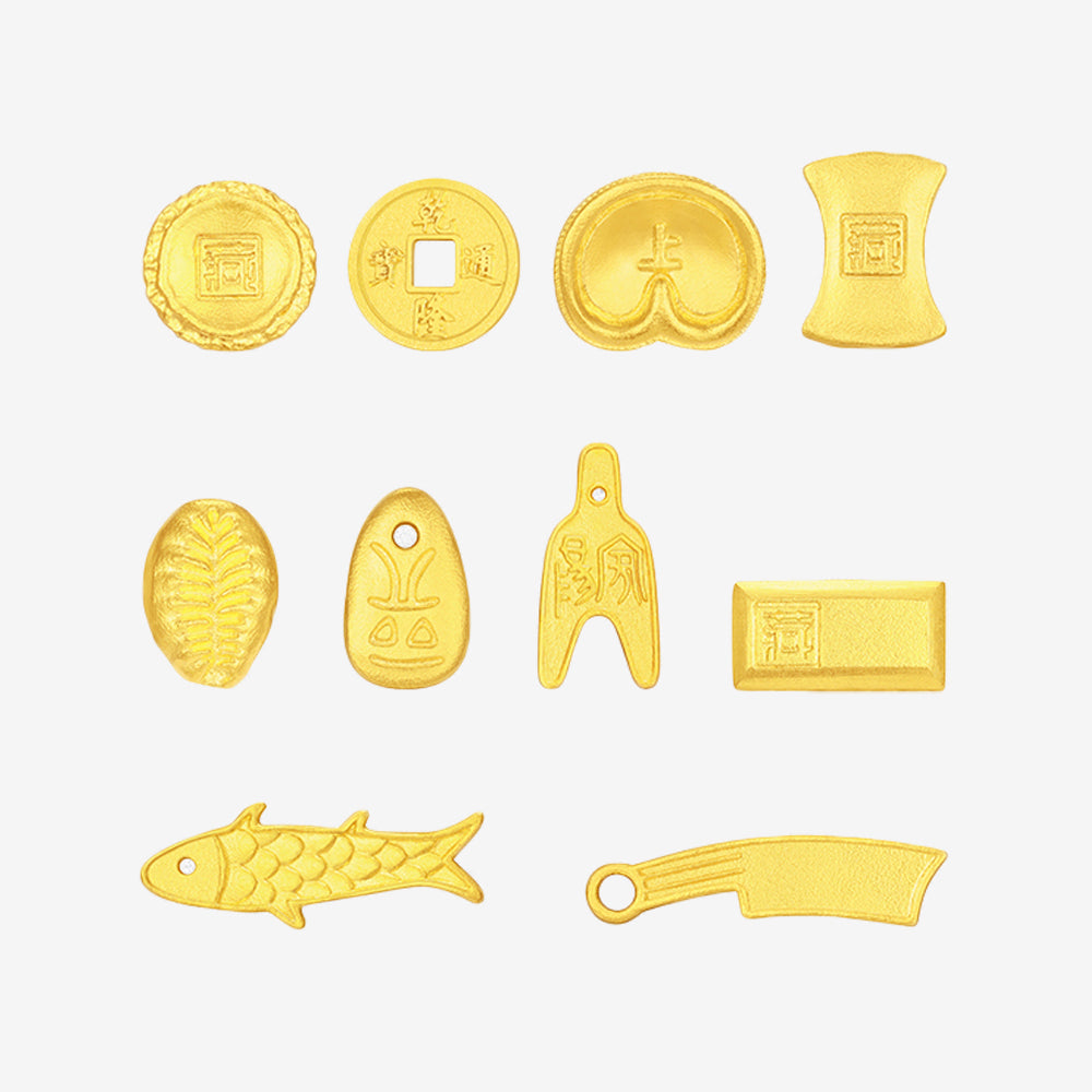 Chinese Cultural Relics Series 24K Gold Ancient Chinese Currency Gold Bean