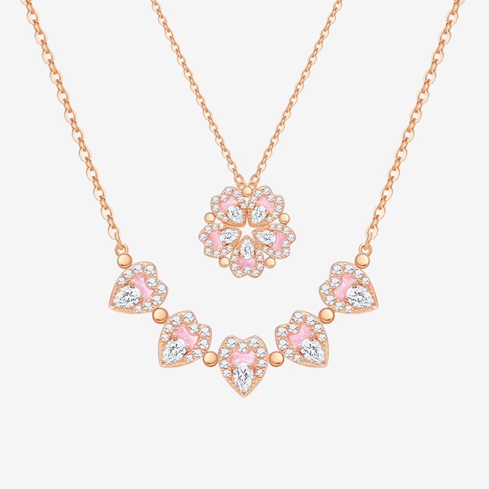 S925 Silver Transformable Peach Blossom Heart Necklace