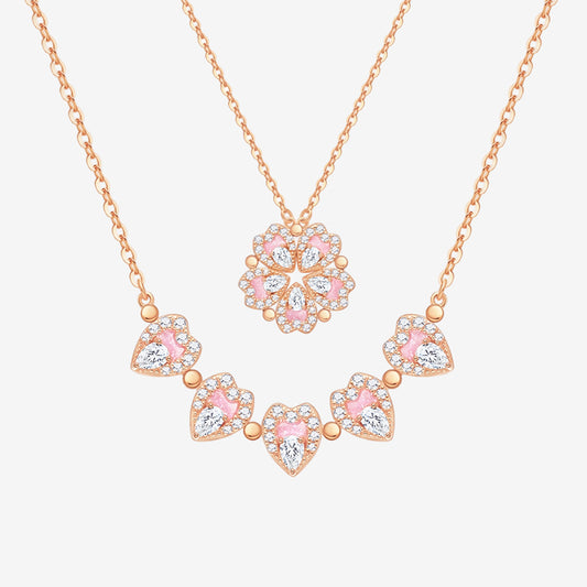 S925 Silver Transformable Peach Blossom Heart Necklace