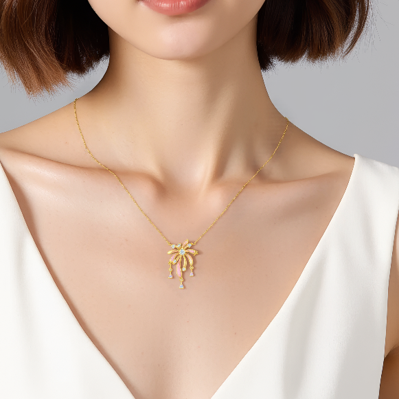 S925 Silver Luminous Enamel Romantic Fireworks Necklace