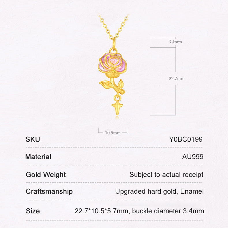 Monet Garden Series 24K Gold Purple Rose Romantic Pendant