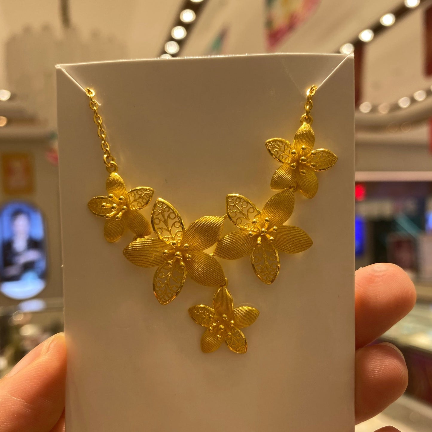 24K Gold Orchids Flowers Wedding Necklace