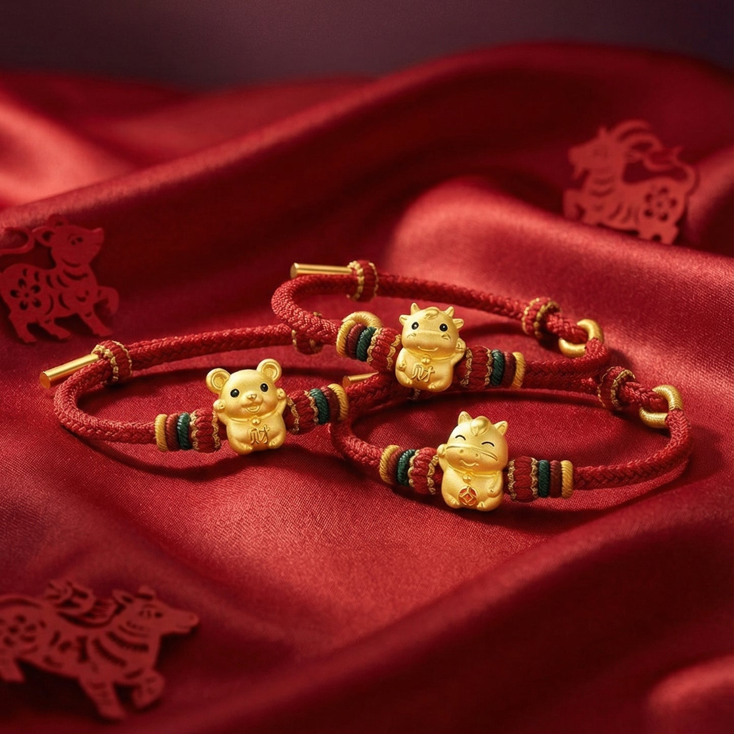 24K Gold Enamel Double-Sided Chinese Zodiac Charm