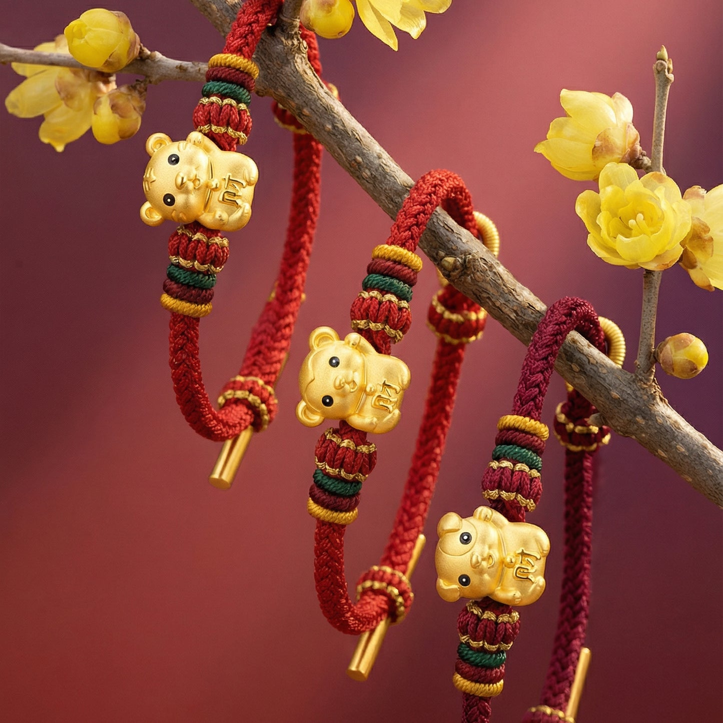 24K Gold Enamel Double-Sided Chinese Zodiac Charm