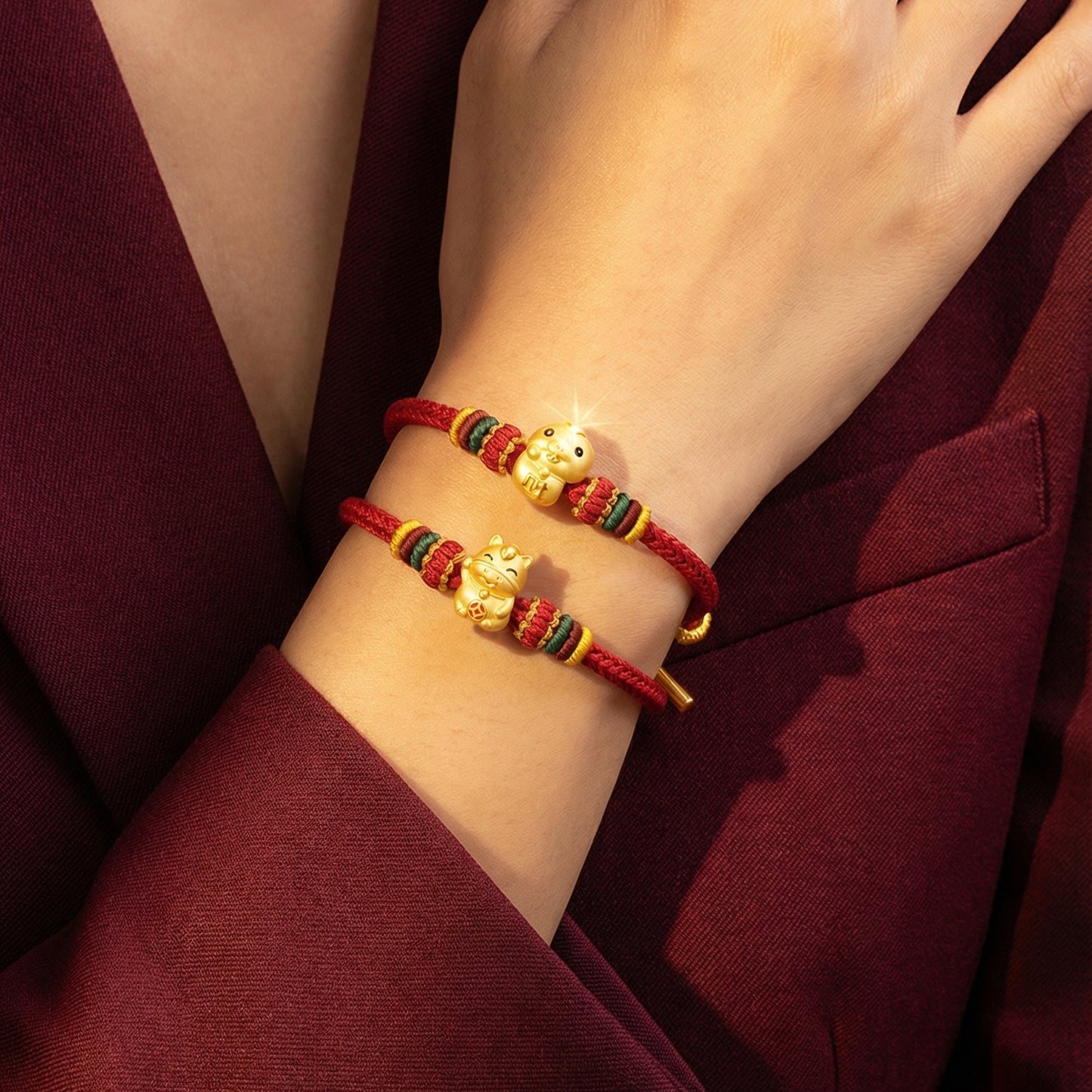 24K Gold Enamel Double-Sided Chinese Zodiac Charm