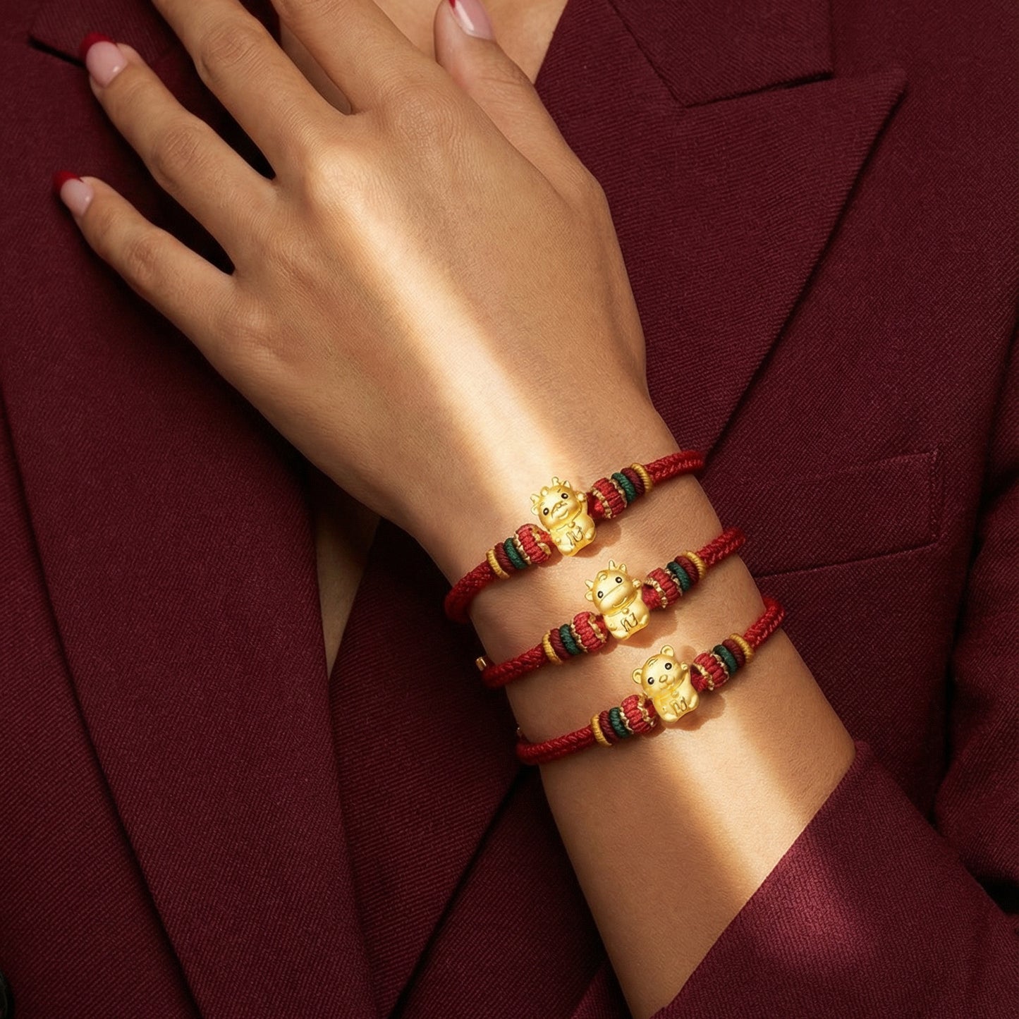 24K Gold Enamel Double-Sided Chinese Zodiac Charm