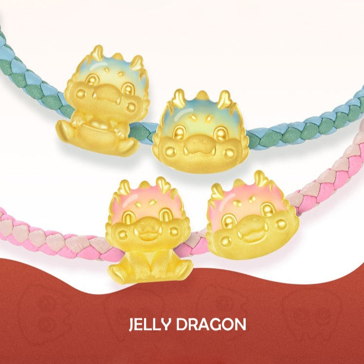 First · Chinese Zodiac Series 24K Gold Color Enamel Jelly Dragon DIY Charm Bracelet